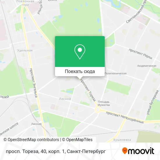 Карта просп. Тореза, 40, корп. 1