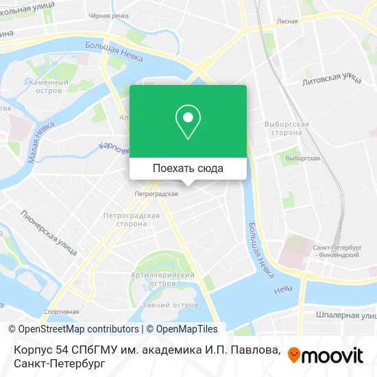 Карта Корпус 54 СПбГМУ им. академика И.П. Павлова