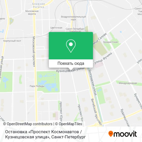 Карта Остановка «Проспект Космонавтов / Кузнецовская улица»
