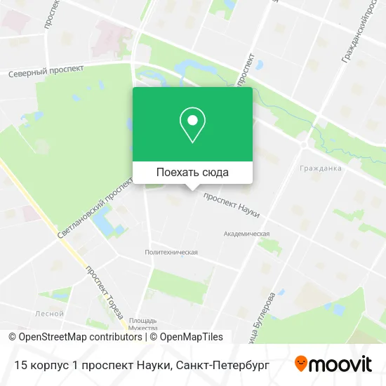 Карта 15 корпус 1 проспект Науки