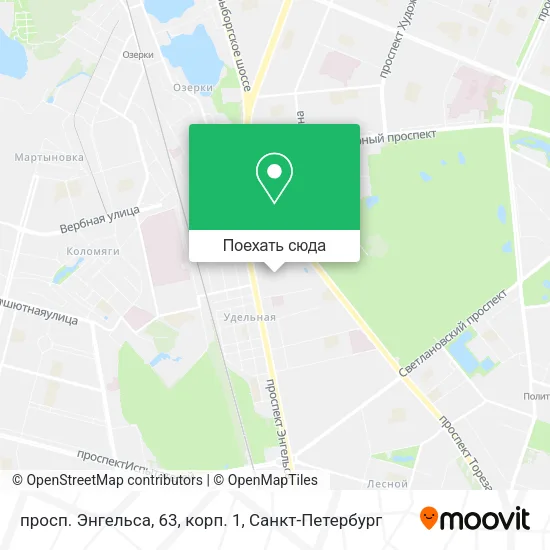 Карта просп. Энгельса, 63, корп. 1