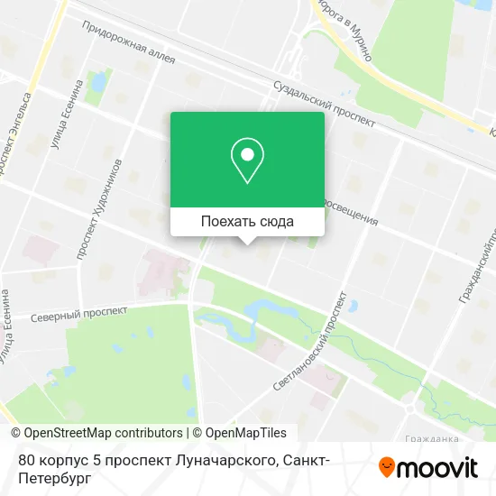 Карта 80 корпус 5 проспект Луначарского