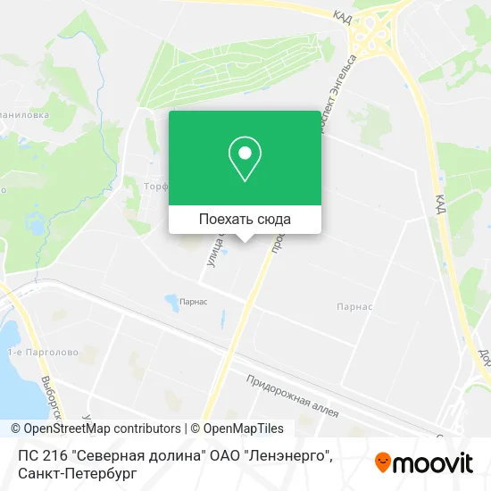 Карта ПС 216 "Северная долина" ОАО "Ленэнерго"