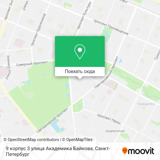 Карта 9 корпус 3 улица Академика Байкова