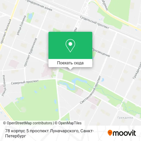 Карта 78 корпус 5 проспект Луначарского