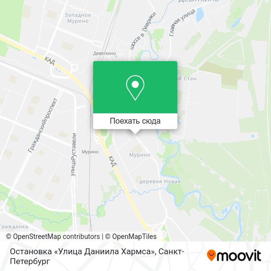 Карта Остановка «Улица Даниила Хармса»