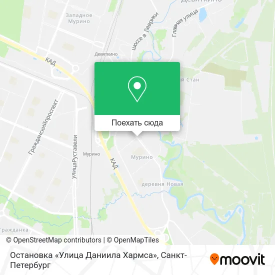 Карта Остановка «Улица Даниила Хармса»