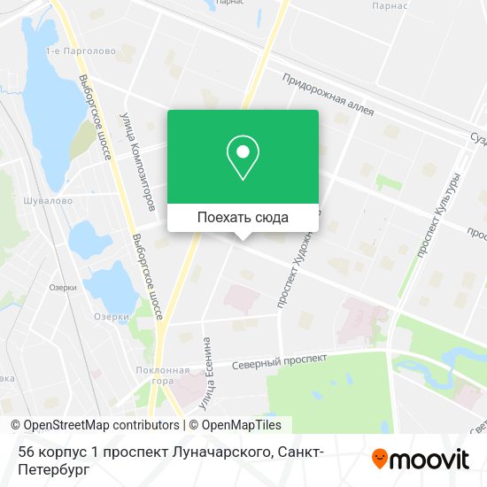 Карта 56 корпус 1 проспект Луначарского