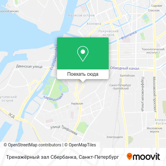 Карта Тренажёрный зал Сбербанка