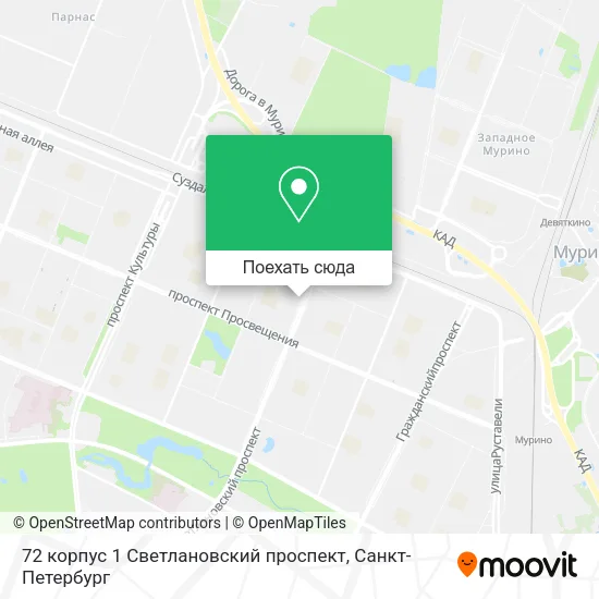 Карта 72 корпус 1 Светлановский проспект