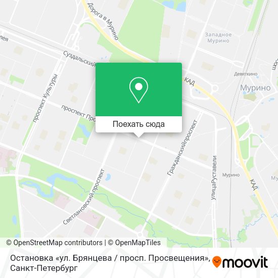 Карта Остановка «ул. Брянцева / просп. Просвещения»