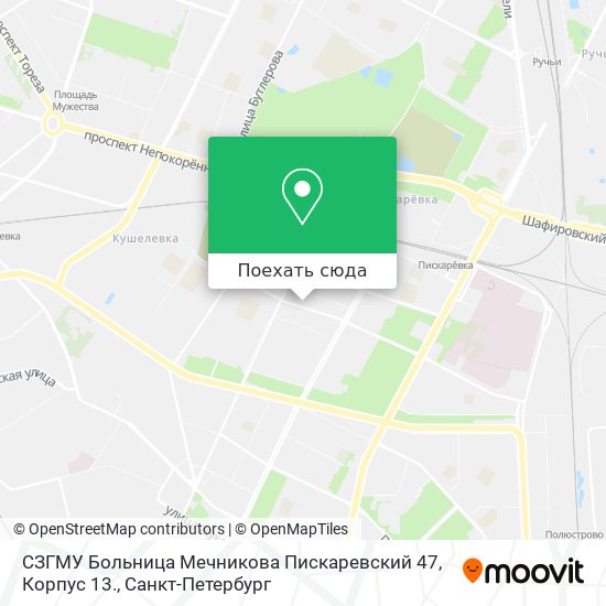 Карта СЗГМУ Больница Мечникова Пискаревский 47, Корпус 13.