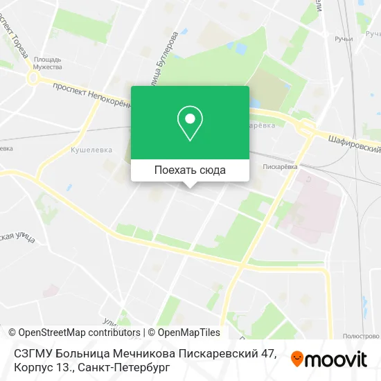 Карта СЗГМУ Больница Мечникова Пискаревский 47, Корпус 13.