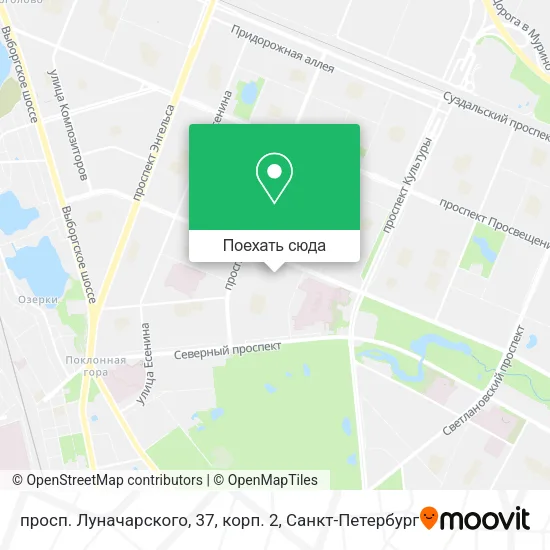 Карта просп. Луначарского, 37, корп. 2
