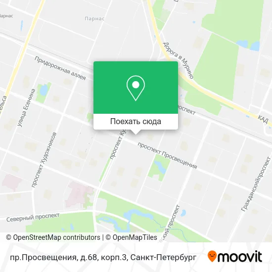 Карта пр.Просвещения, д.68, корп.3