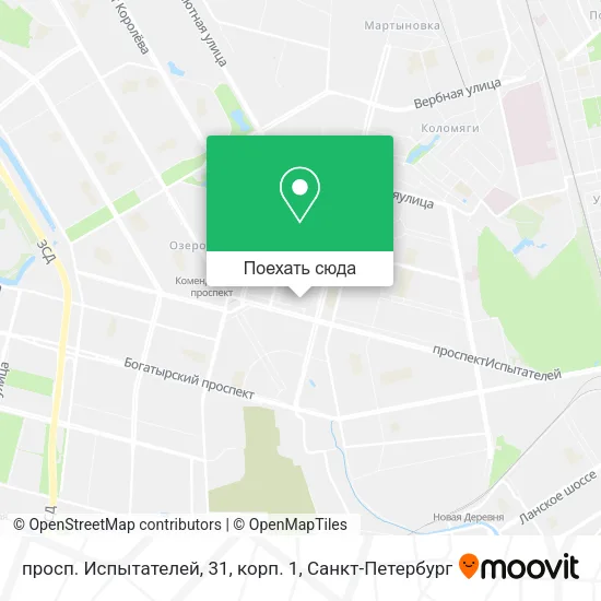 Карта просп. Испытателей, 31, корп. 1