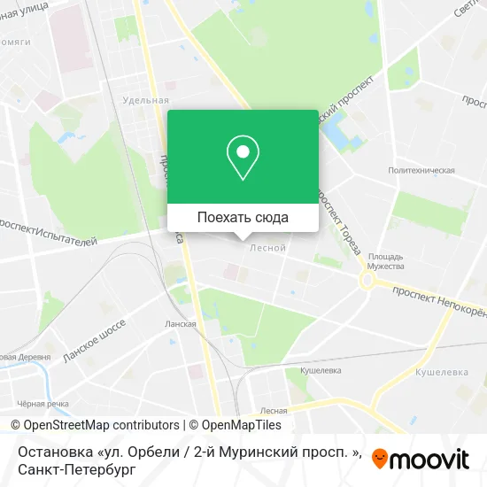 Карта Остановка «ул. Орбели / 2-й Муринский просп. »