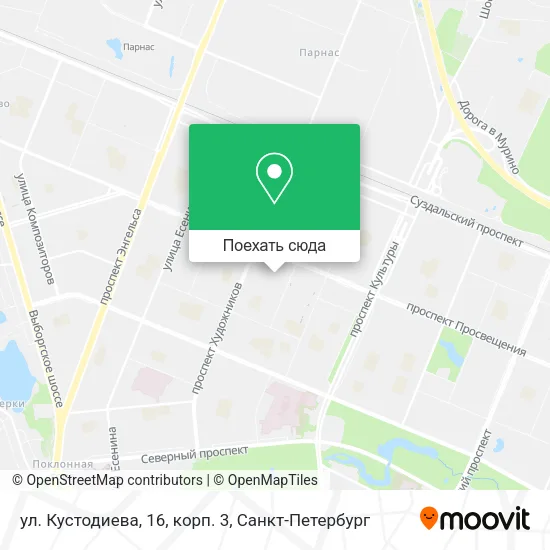 Карта ул. Кустодиева, 16, корп. 3
