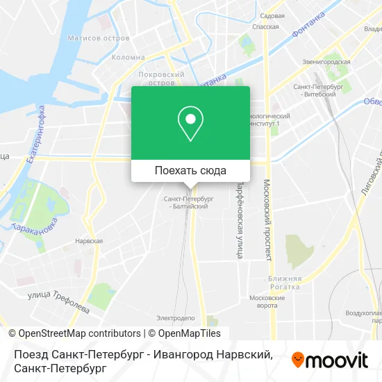 Карта Поезд Санкт-Петербург - Ивангород Нарвский