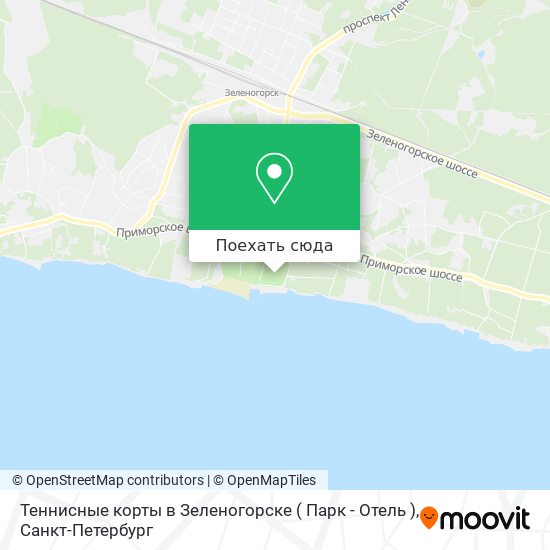 Карта Теннисные корты в Зеленогорске ( Парк - Отель )