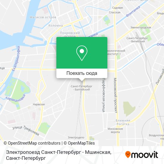 Карта Электропоезд Санкт-Петербург - Мшинская