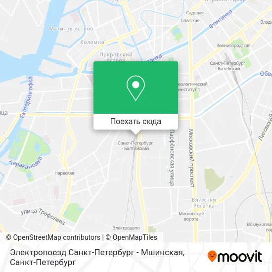 Карта Электропоезд Санкт-Петербург - Мшинская