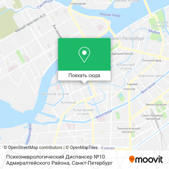 Карта Психоневрологический Диспансер №10 Адмиралтейского Района