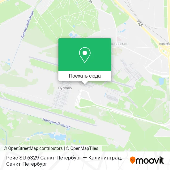 Карта Рейс SU 6329 Санкт-Петербург — Калининград