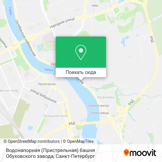 Карта Водонапорная (Пристрельная) башня Обуховского завода