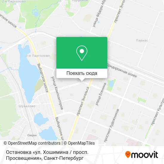 Карта Остановка «ул. Хошимина / просп. Просвещения»