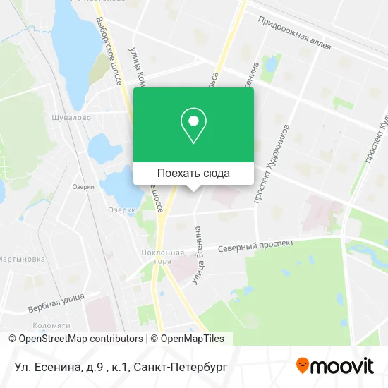Карта Ул. Есенина, д.9 , к.1