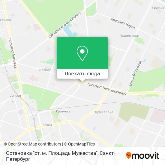 Карта Остановка "ст. м. Площадь Мужества"
