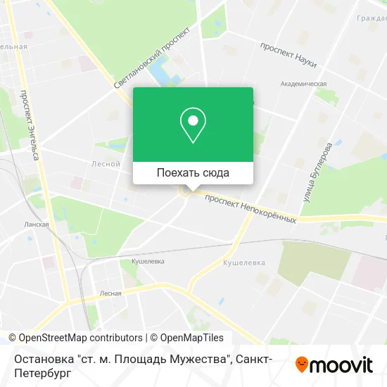 Карта Остановка "ст. м. Площадь Мужества"