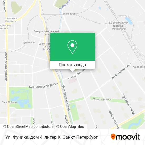 Карта Ул. Фучика, дом 4, литер К