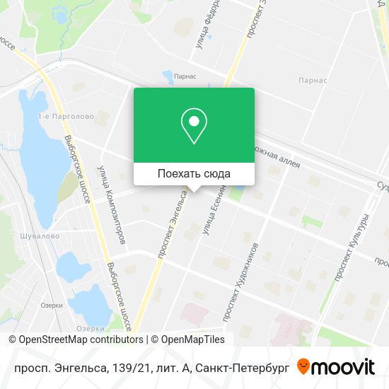 Карта просп. Энгельса, 139 / 21, лит. А