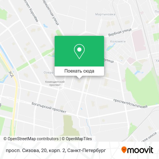 Карта просп. Сизова, 20, корп. 2