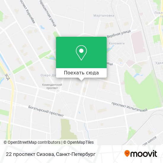 Карта 22 проспект Сизова