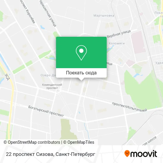 Карта 22 проспект Сизова