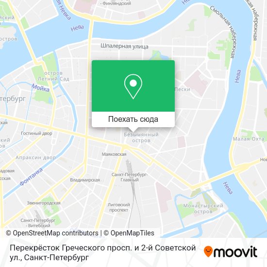 Карта Перекрёсток Греческого просп. и 2-й Советской ул.
