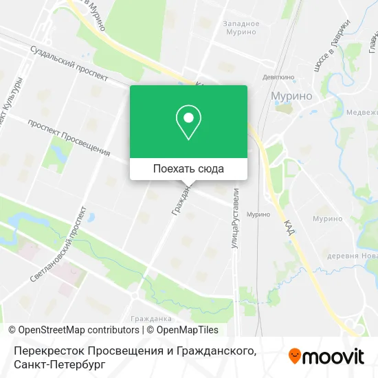 Карта Перекресток Просвещения и Гражданского
