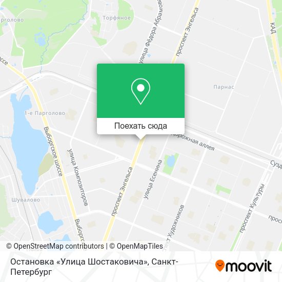 Карта Остановка «Улица Шостаковича»