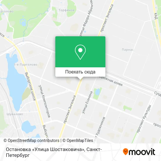 Карта Остановка «Улица Шостаковича»