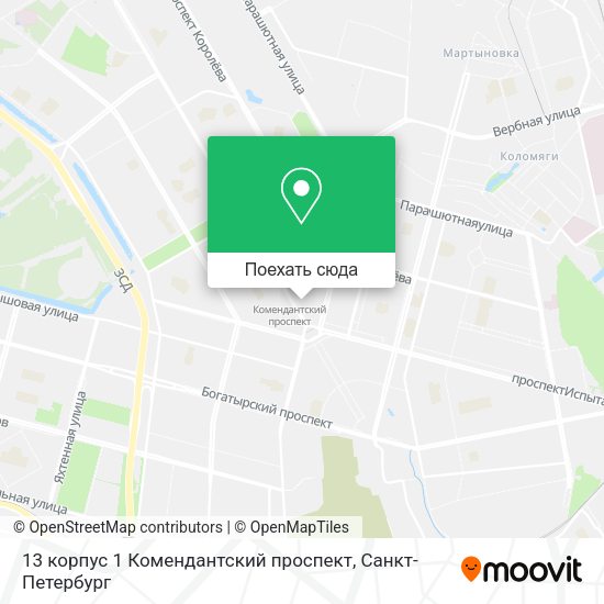 Карта 13 корпус 1 Комендантский проспект