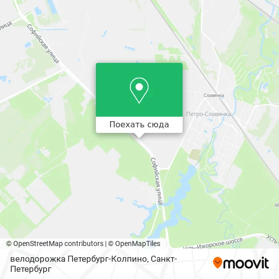 Карта велодорожка Петербург-Колпино