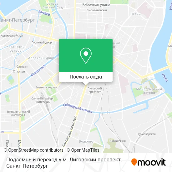 Карта Подземный переход у м. Лиговский проспект