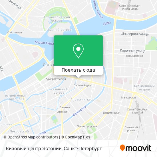 Карта Визовый центр Эстонии