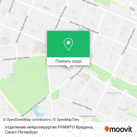 Карта отделение нейрохирургии РНИИТО Вредена