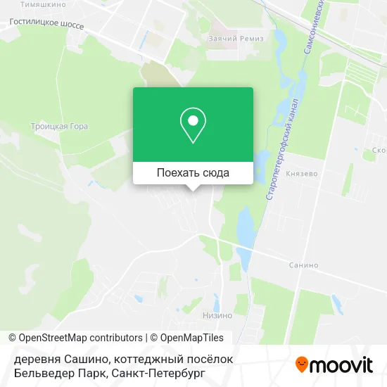 Карта деревня Сашино, коттеджный посёлок Бельведер Парк