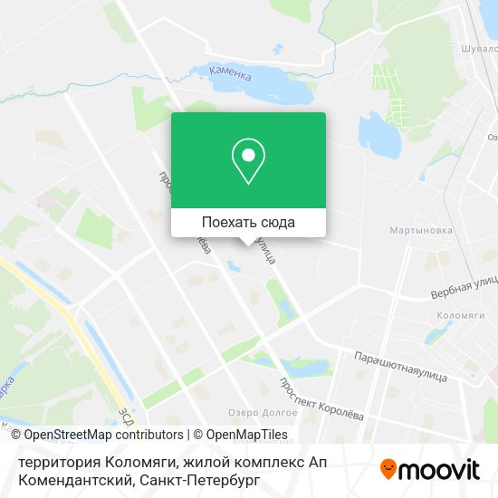 Карта территория Коломяги, жилой комплекс Ап Комендантский