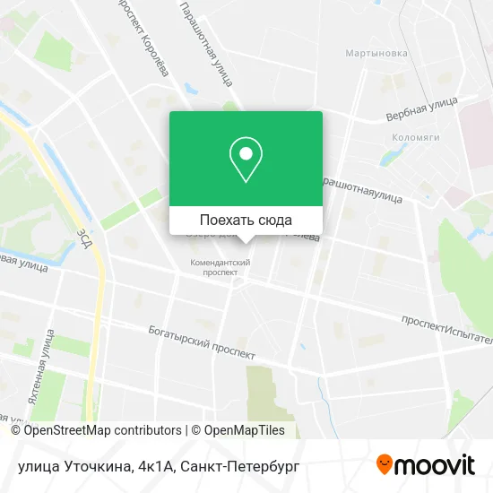 Карта улица Уточкина, 4к1А